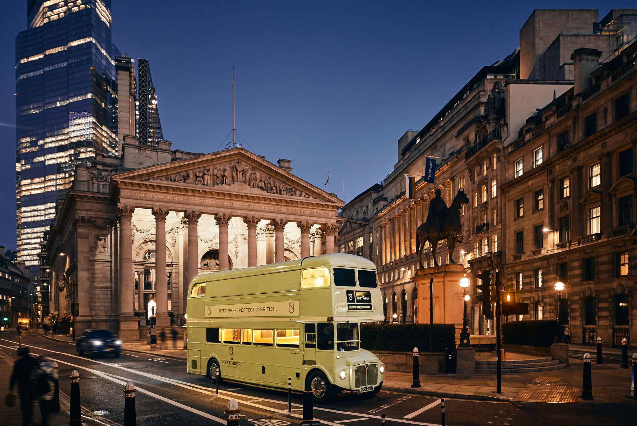 The Nyetimber Bus outside The Royal Exchange in London